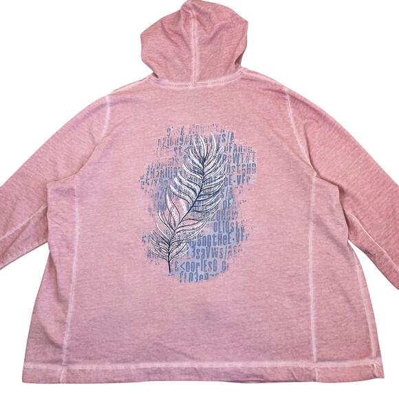 Ulla Popken Sz 28/30 Distressed Pink Full-zip Hooded Sweatshirt with Rhinestones - Picture 13 of 16